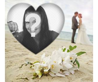quadro amor editavel com um casal na praia sua foto