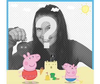 editar moldura com peppa pig e george o efeito photo beach