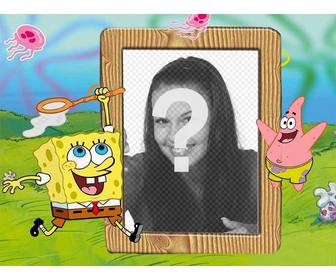 fazer upload sua foto quadro customizavel com efeitos criancas customizavel da foto bob esponja e patrick