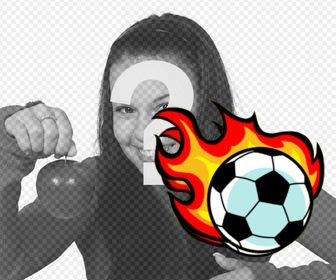 bola futebol com fogo colar em suas fotos um efeito adesivo fotografico