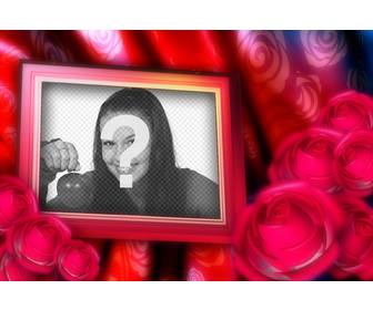 valentine cartão com sua foto o fundo do frame fronteira com rosas vermelhas