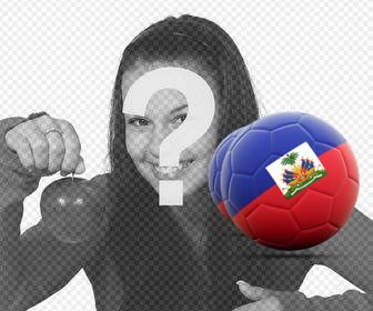 decore suas fotos com uma bola futebol com bandeira haiti
