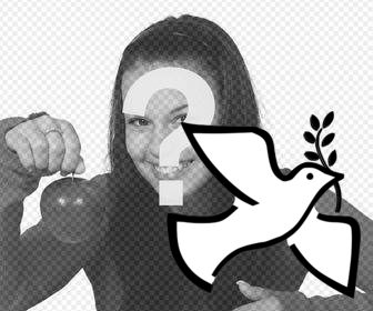 etiqueta em linha colar pomba branca da paz em suas imagens