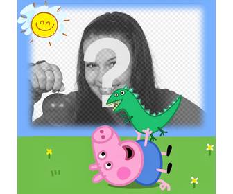 envie sua foto com george peppa pig com seu dinossauro