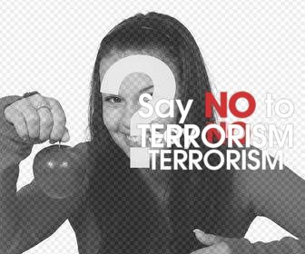 etiqueta em linha adicionar em suas fotos diga nÃo ao terrorismo e compartilhar