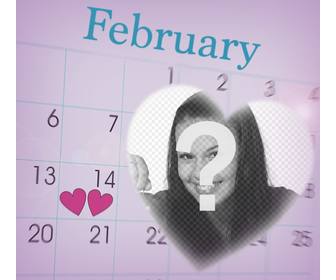 celebrar dia namorados com fotomontagem um calendario fevereiro