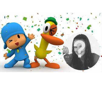 pocoyo e pato em uma festa divertida onde voce pode colocar seu efeito foto foto