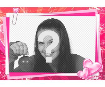 quadro cor rosa editar com sua foto um cartão amor com o coracão