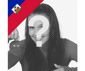 coloque canto suas fotos bandeira do haiti com efeito em linha