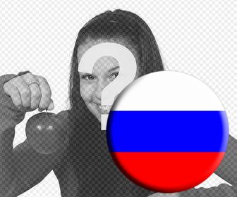botão decorativo com bandeira russia colar em suas fotos