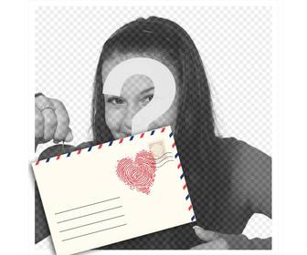 fotomontagem com uma carta amor editar com sua foto em linha