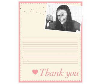 on-line carta agradecimento voce pode personalizar com uma foto