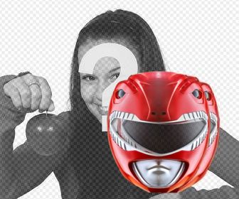 fotomontagem adicionar mascara da red power ranger em suas fotos