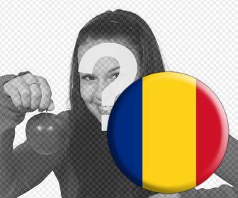 efeito da foto colar bandeira romena em uma forma circular em suas imagens