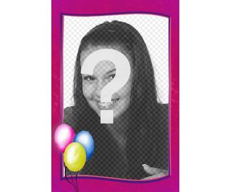 moldura aniversario voce pode um cartão postal fronteira rosa com balões coloridos em um canto