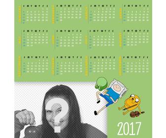 calendario 2017 em ingles com um design adventure time adicionar seu