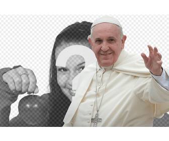 Fotomontagem em que você aparece com o Papa Francisco