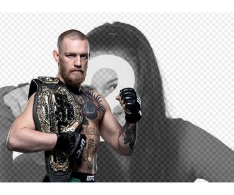 Fotomontagem com Conor McGregor a ver com a sua foto