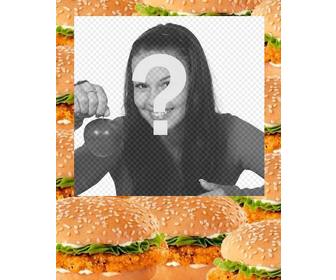 Frame da foto decorado com hambúrgueres.