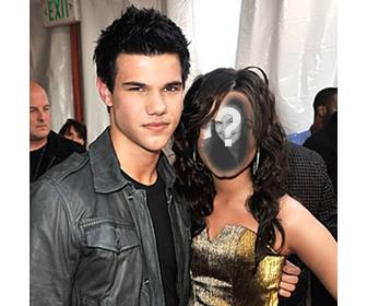 tem uma foto uma mulher ao lado taylor lautner ator artista especialista em artes marciais conhecido pela saga crepusculo sube uma foto ao lado salve fotomontagem e envie e-mail