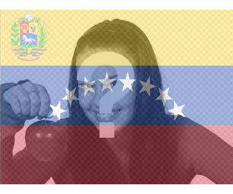 fotomontagem com imagem da bandeira venezuelana