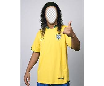 fotomontagem ser ronaldinho com camisa da selecão brasileira