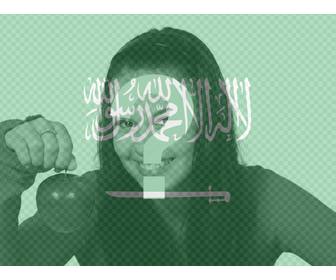 fotomontagem colocar bandeira da arabia saudita juntamente com uma foto voce enviar