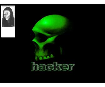 fundo do twitter com o hacker texto e um cranio com uma moldura colocar sua foto