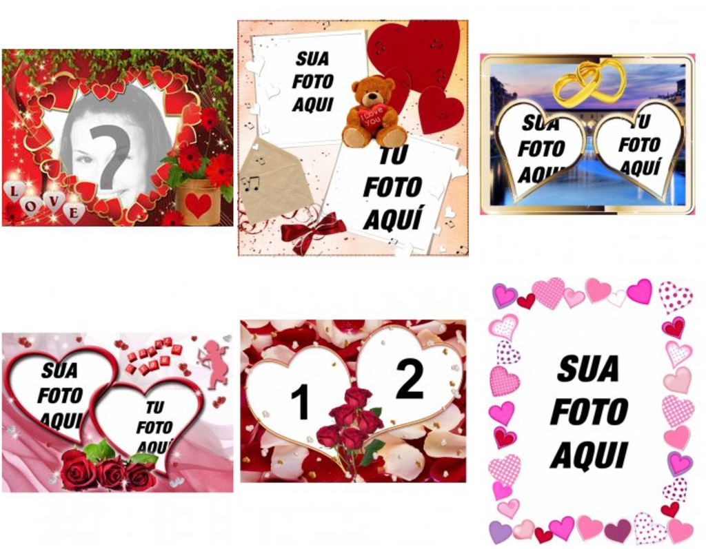 Adicionar quadros românticos on-line para as suas fotos