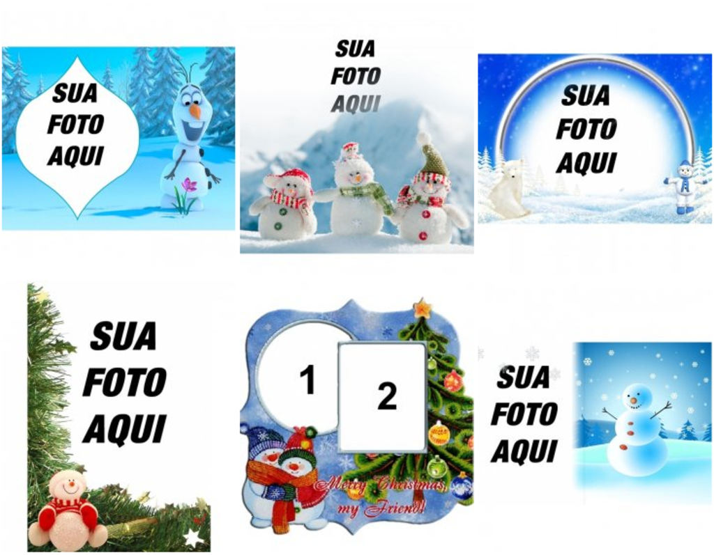 Coloque sua foto com os bonecos de neve engraçado