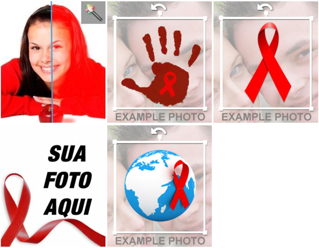 Efeitos de fotografia de apoio à luta contra a SIDA para as suas fotos