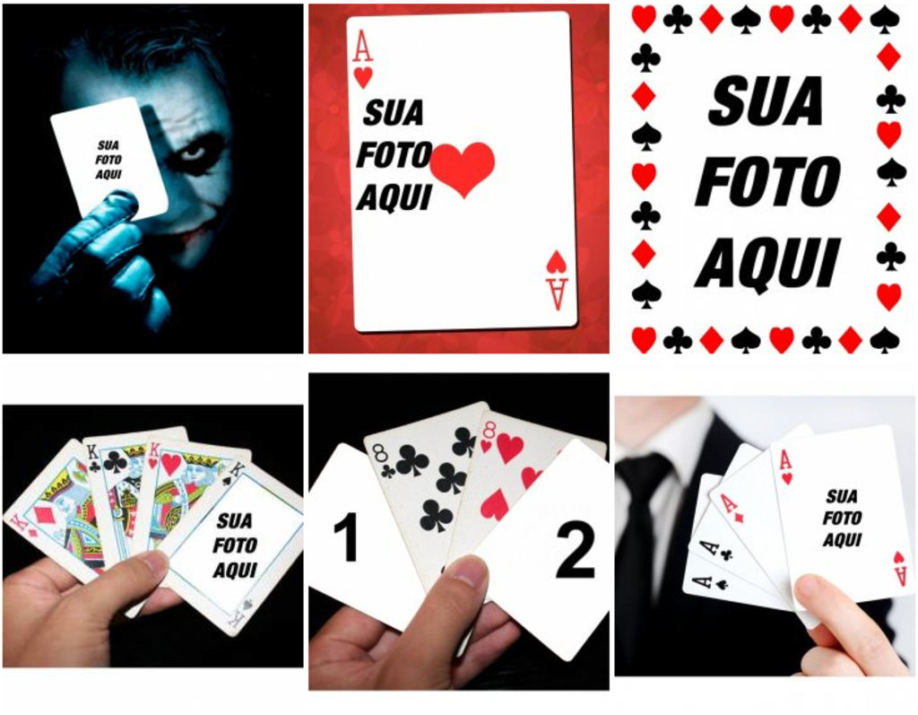 Fotomontagens com cartas de jogos para adicionar suas fotos