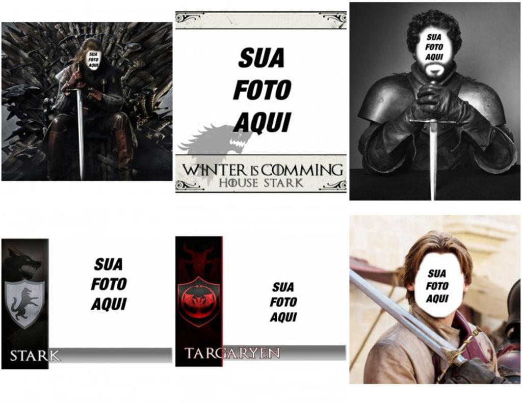 Fotomontagens com personagens do jogo série of Thrones