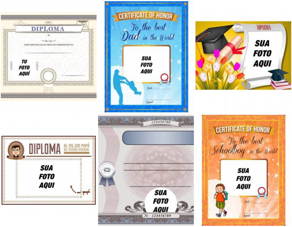 Fotomontagens de diplomas personalizados