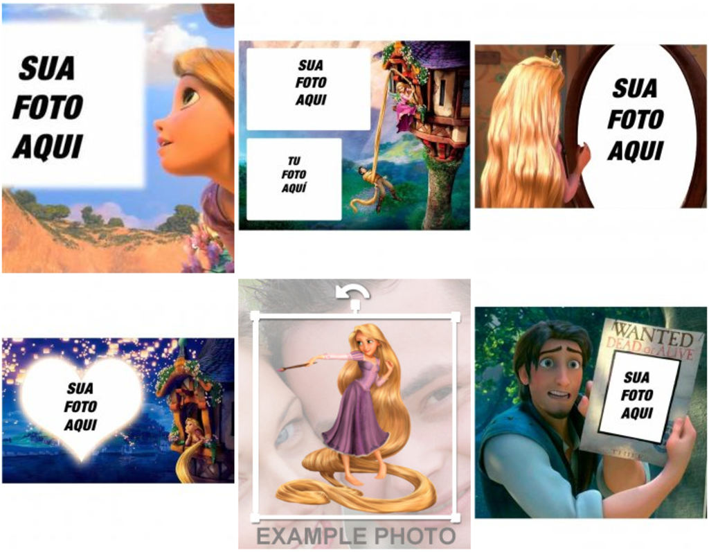 Molduras, colagens e outros efeitos divertidos de filme Disney  's Tangled