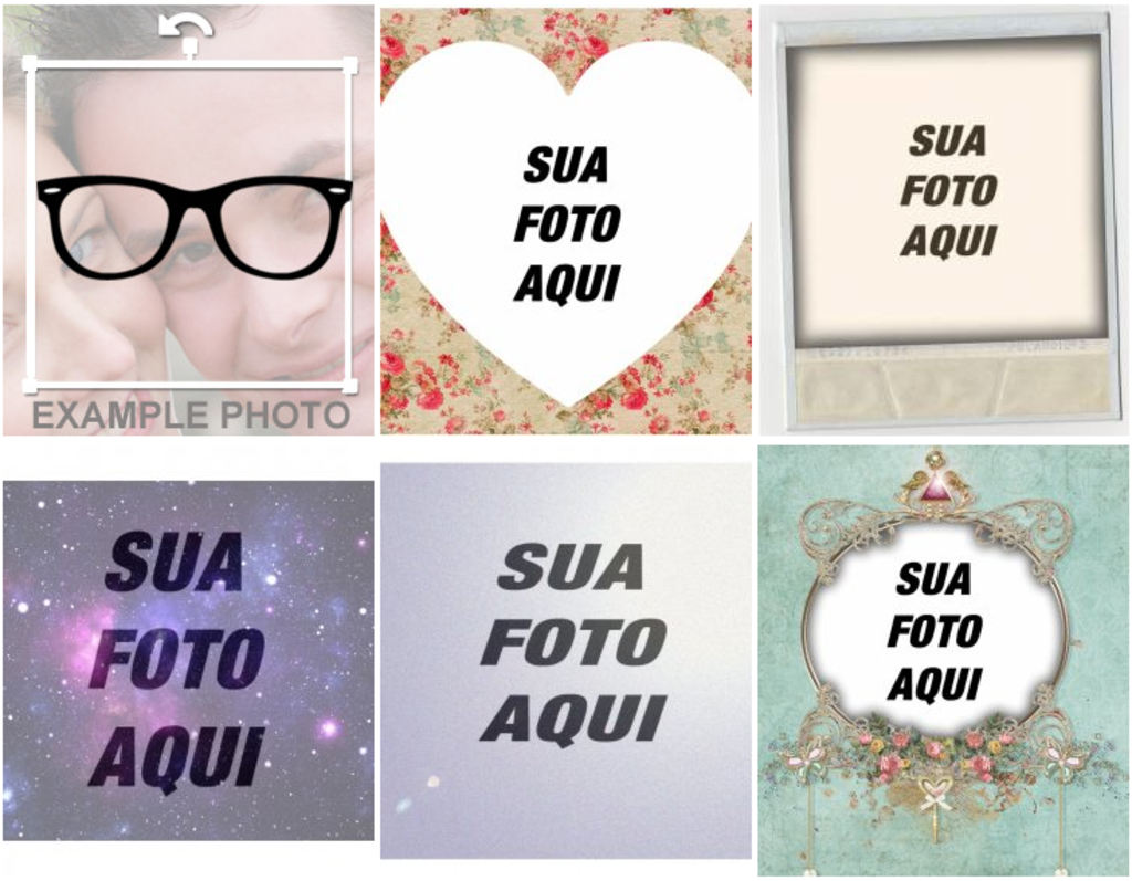 Molduras para quadros, adesivos e outros efeitos do moderno para suas fotos