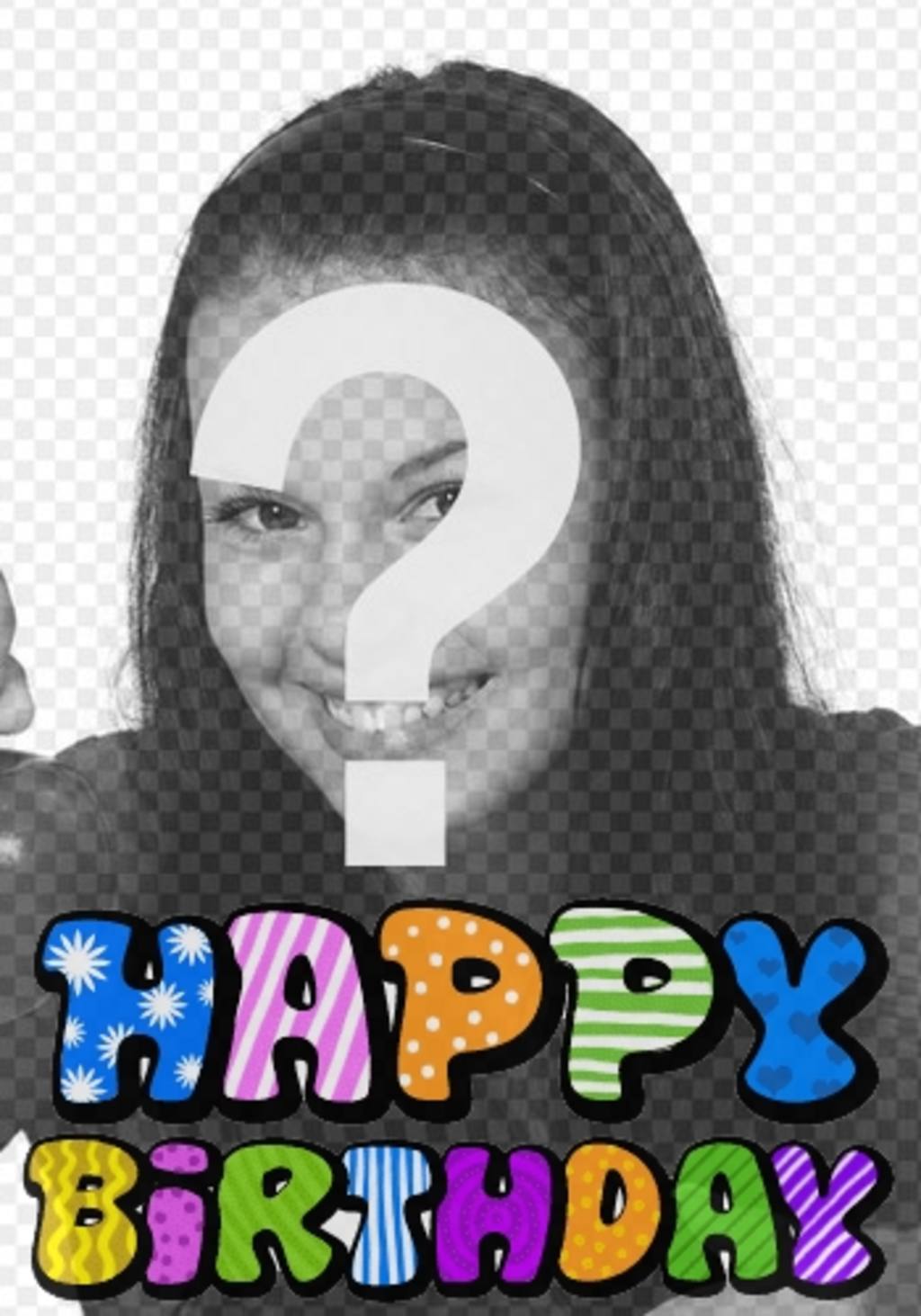 Fotomontagem de cartão de Feliz Aniversário texto animado. Você pode enviar sua foto. Após escolher o modelo, seguindo alguns passos simples que você terá o cartão..
