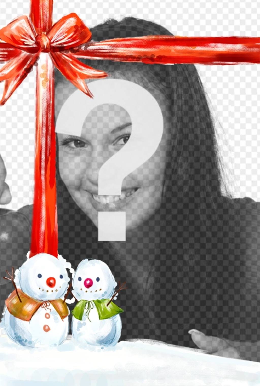 Fotomontagem em que a sua fotografia aparece com uma bela fita vermelha juntamente com dois bonecos de..