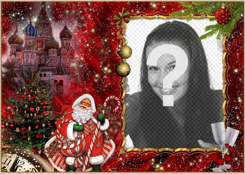 fotomontagem elegante de Natal e Papai Noel para adicionar seu retrato ..