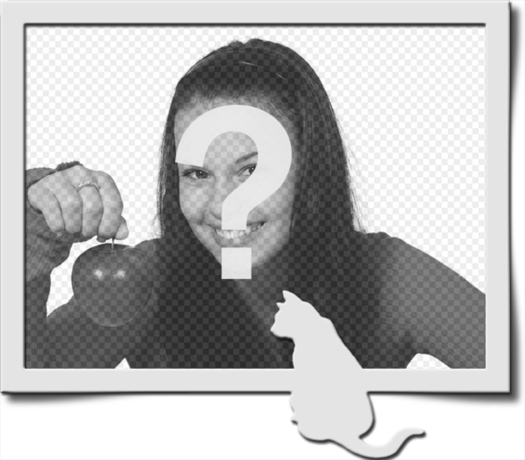 Moldura Digital, no qual podemos ver um quadro cinza, acompanhada pela forma de um gato da mesma cor, estacionados no canto inferior direito da..