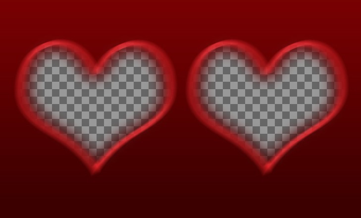 Criar um cartão postal de amor com este modelo vermelho com dois frames em forma de coração no qual os caminhos inserir fotografias. Receba um valentine..