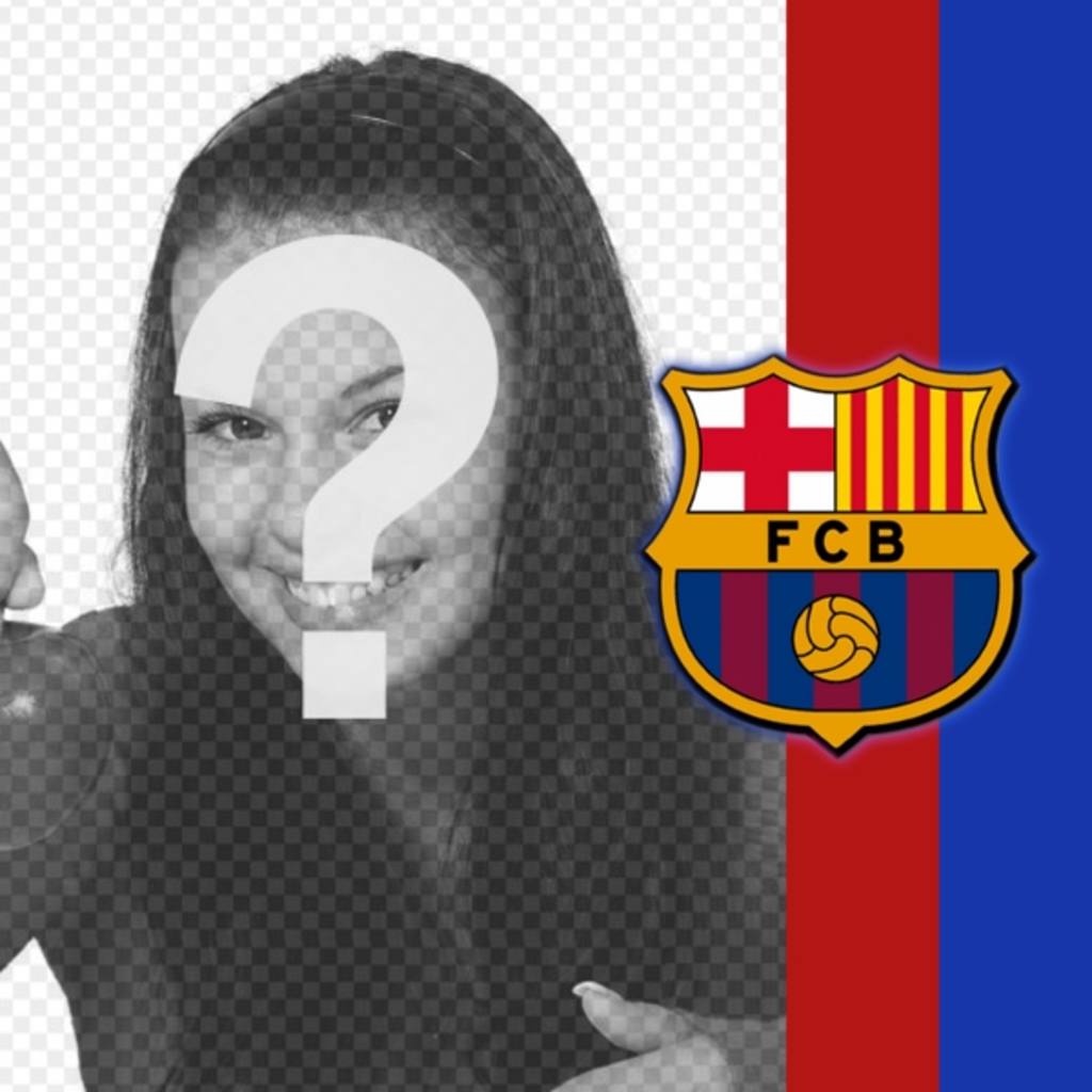 Coloque as cores eo emblema de Barcelona em sua imagem e foto montagem do..