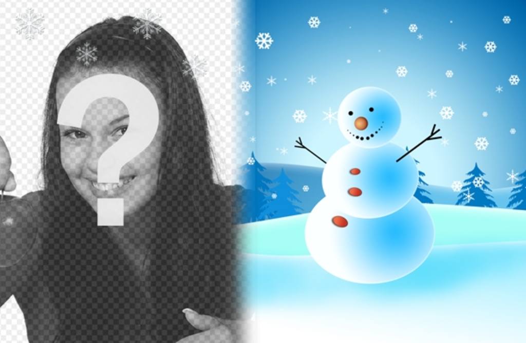 Cartão de Natal simples de felicitar os seus entes queridos. Com boneco de neve e..