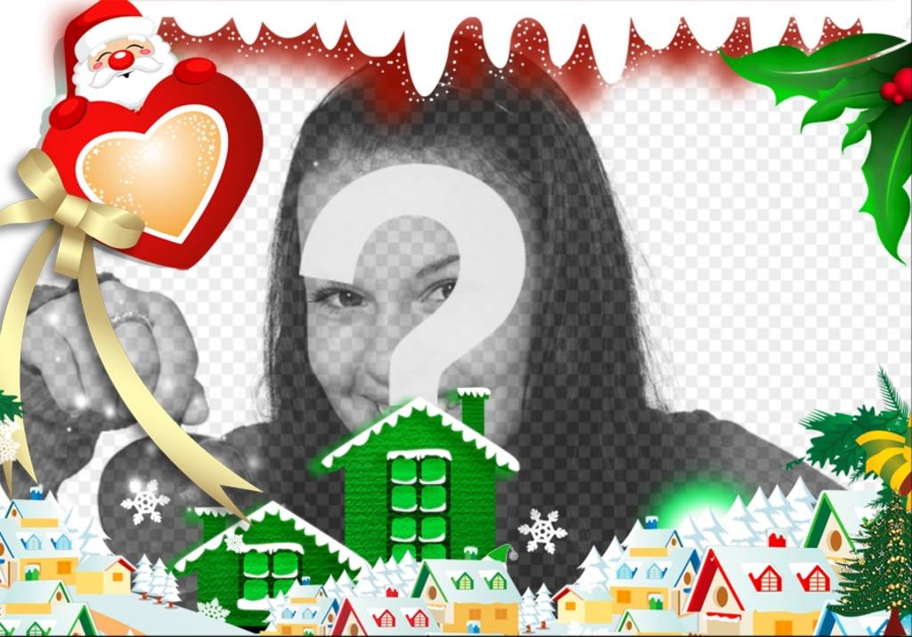 Cercar sua imagem com uma vila do Natal editando este efeito em linha ..