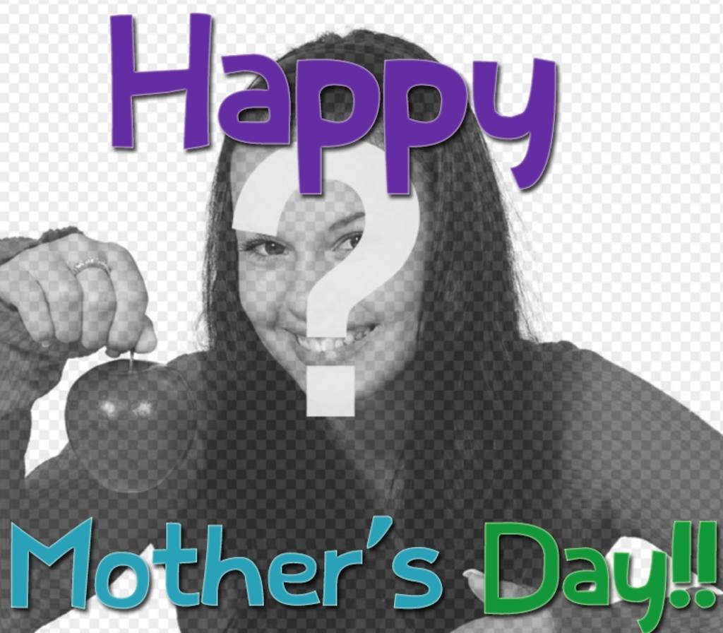 Cartão de felicitar o Dia das Mães com texto colorido (em..