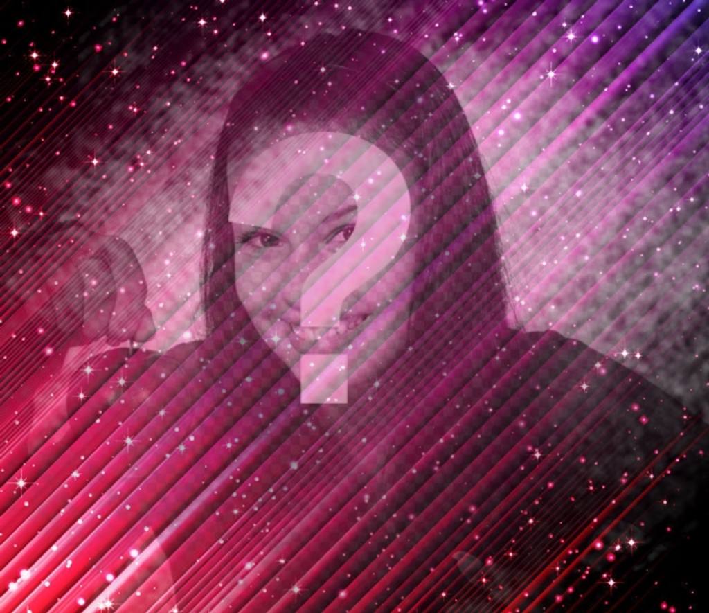 Fotomontagem especial em que você pode colocar uma imagem em um fundo roxo abstrato semitransparente com as estrelas no universo e adicionar..
