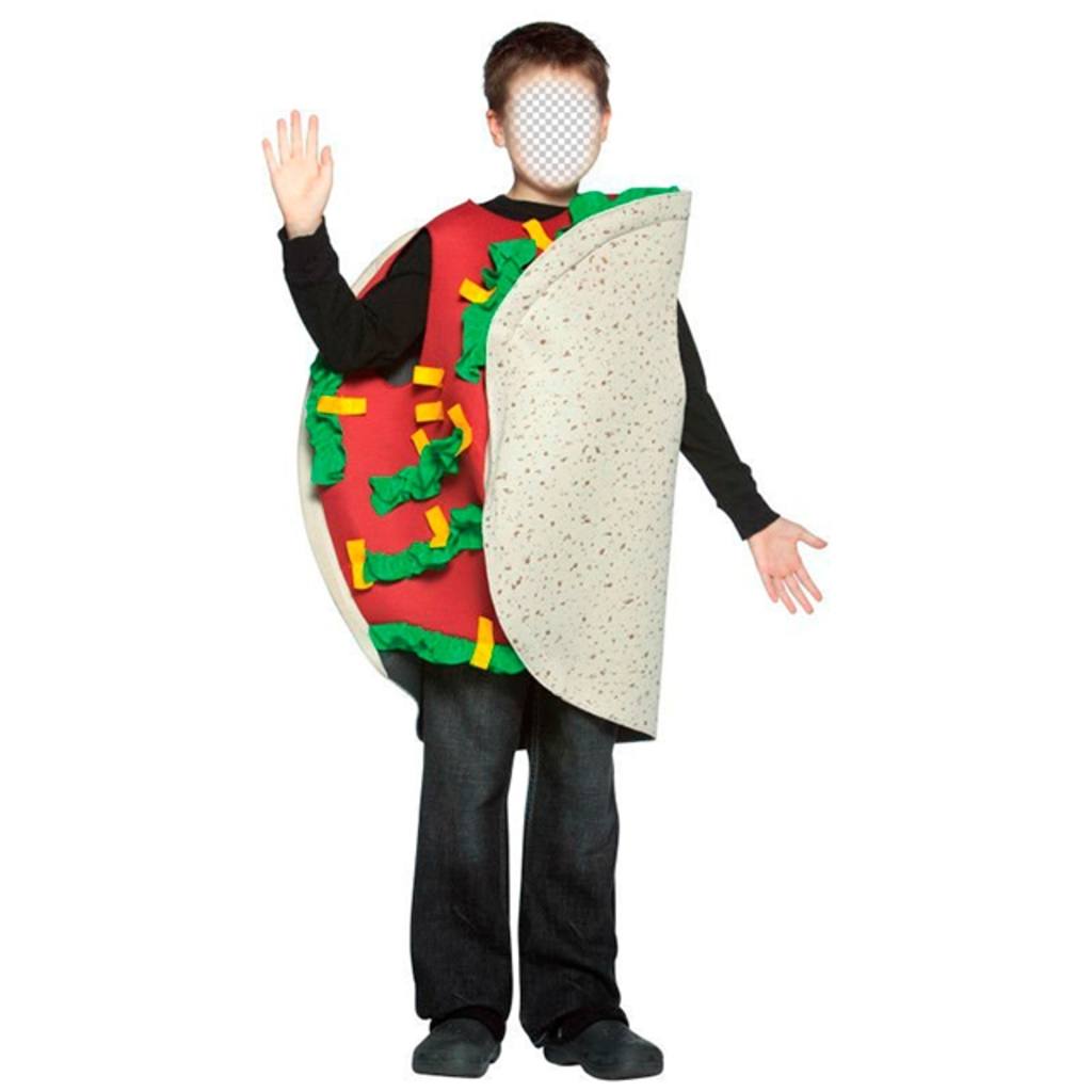 Fotomontagem de uma criança vestida como um taco de adicionar o seu rosto ..