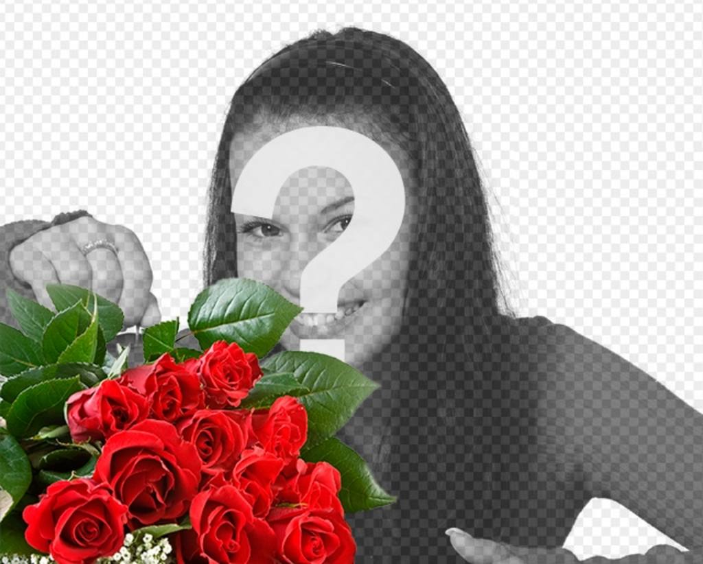 Adicione suas fotos um buquê de rosas romântico para dar ao seu amante e adicione o texto..