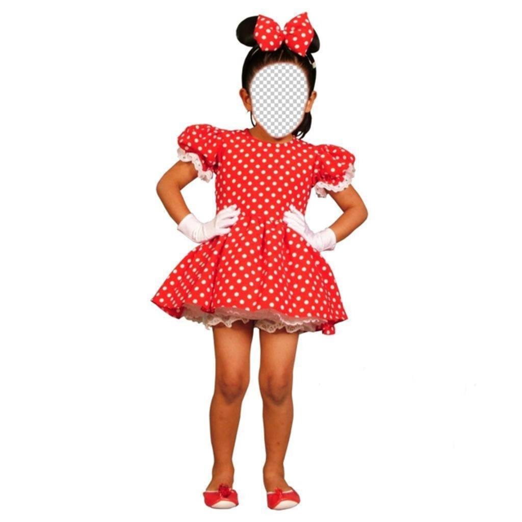 Fotomontagem de costume Minnie Mouse para adicionar uma menina rosto ..