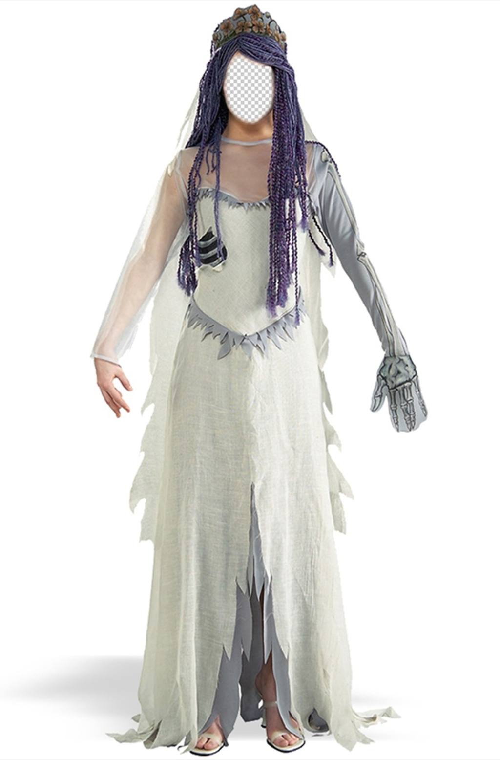 Fotomontagem de um traje de Corpse Bride você pode editar em linha ..